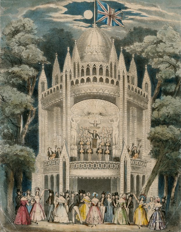 En dans i Vauxhall Gardens, London af English School