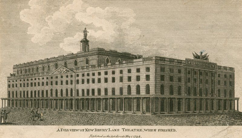 En fuld visning af det nye Drury Lane Theatre, London, når det er færdigt af English School
