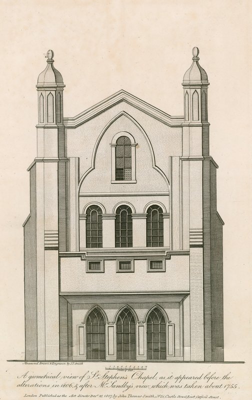 Et geometrisk billede af St Stephens Chapel, som det så ud før ændringerne i 1806 osv af English School