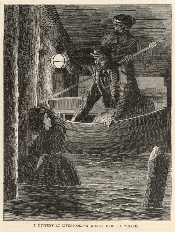 Et mysterium i Liverpool; En kvinde under en kaj af English School