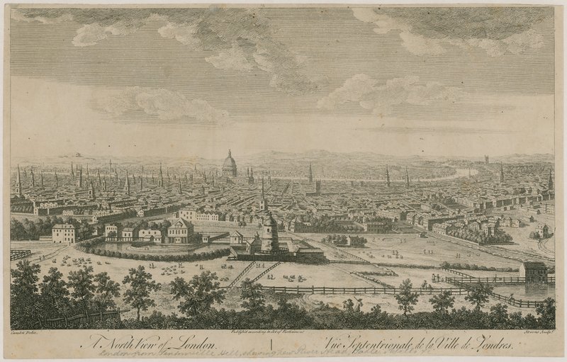 En nordlig udsigt over London. Fra Pentonville Hill af English School