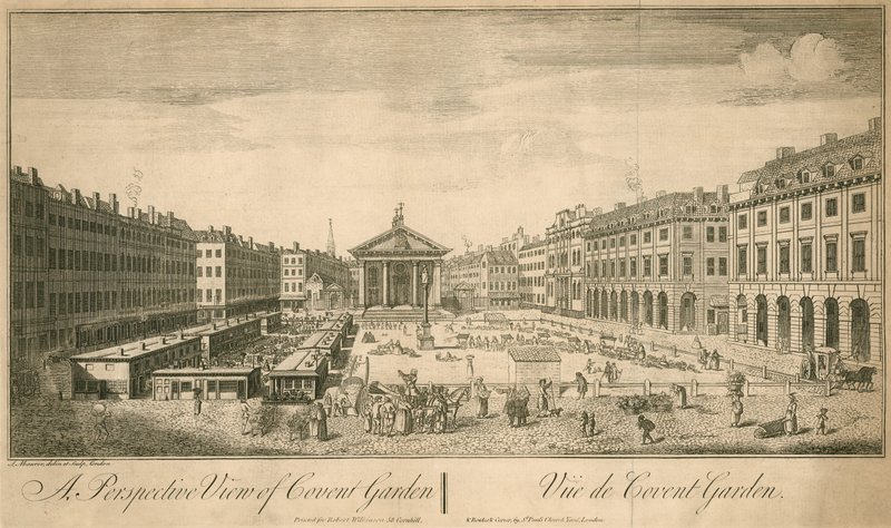 Udsigt over Covent Garden, London af English School
