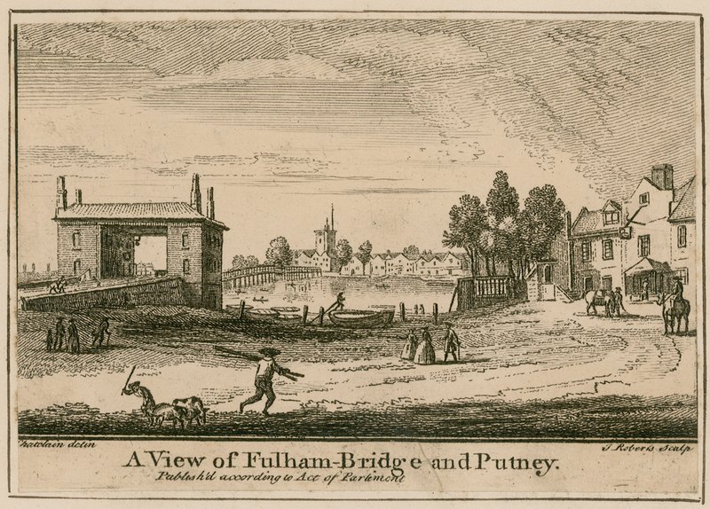 Udsigt over Fulham Bridge og Putney af English School