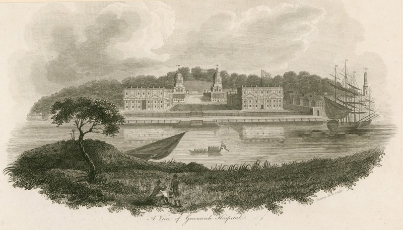 Udsigt over Greenwich Hospital, London af English School