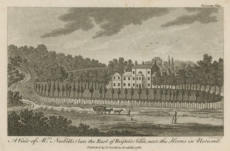 En udsigt over Mr. Nesbitts (sen jarl af Bristols) Villa, nær Horns i Norwood af English School