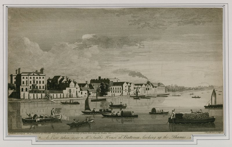 En udsigt taget nær Mr Smiths House ved Battersea, der kigger op ad Themsen af English School