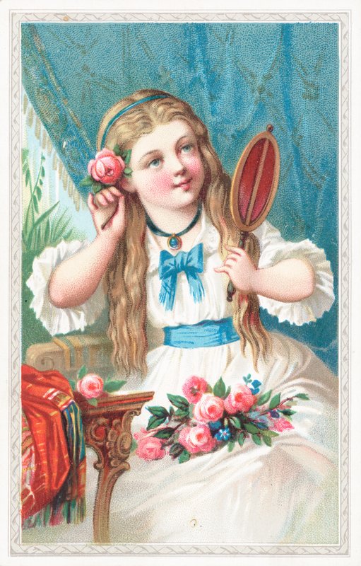 En ung pige med en blomst i håret af English School