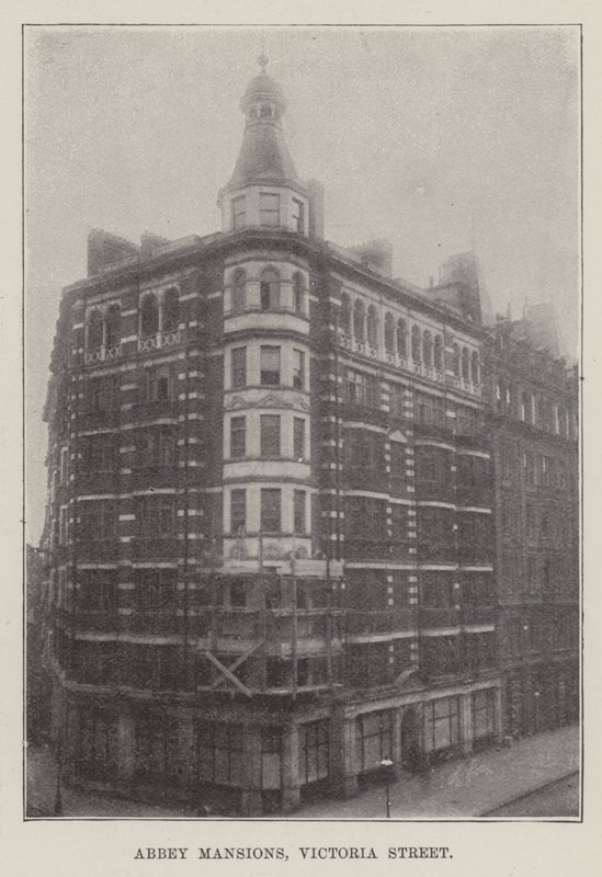 Abbey Mansions, Victoria Street (gravering) af English School