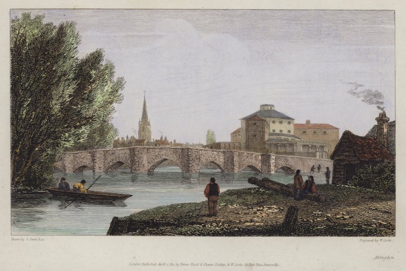 Abingdon, Oxfordshire (farvet gravering) af English School
