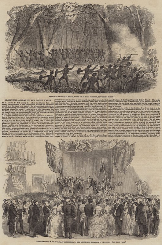 Aboriginal Affray i New South Wales (gravering) af English School