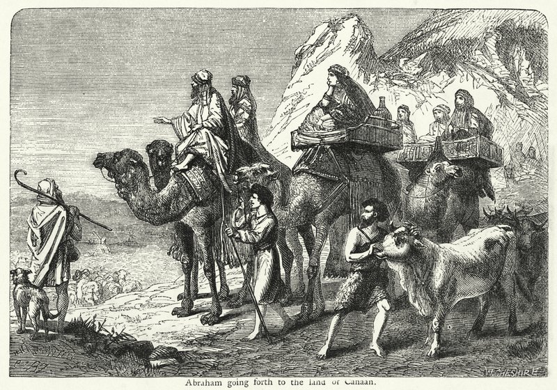 Abraham drager ud til Kanaans land (gravering) af English School