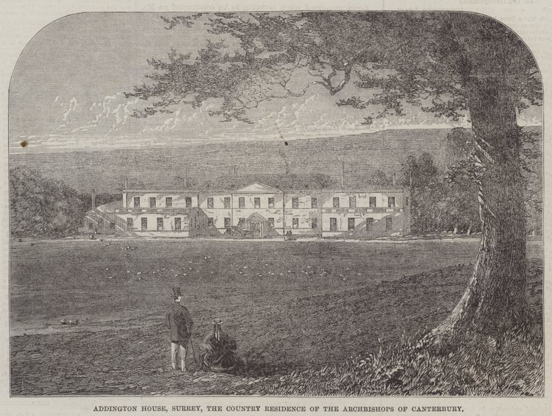 Addington House, Surrey, landstedet for ærkebiskopperne af Canterbury (gravering) af English School