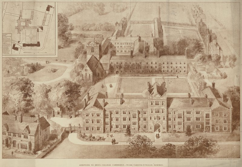 Tilføjelser til Jesus College, Cambridge (gravering) af English School