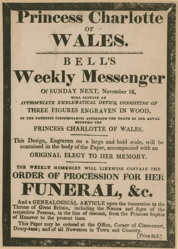 Annonce for Bells Weekly Messenger søndag den 16. november 1817 af English School