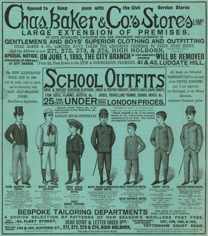 Annonce for Chas Baker & Cos Stores af English School