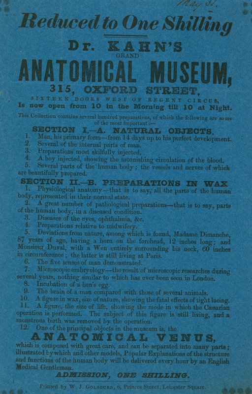 Annonce for Dr Khans Grant Anatomical Museum af English School