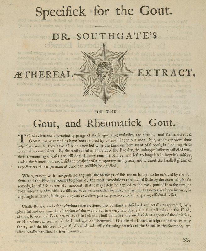 Annonce for Dr. Southgates Aetherisk ekstrakt til gigt og gigtgigt af English School