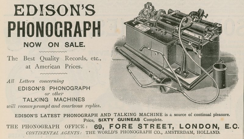 Annonce for Edisons Phonograph af English School