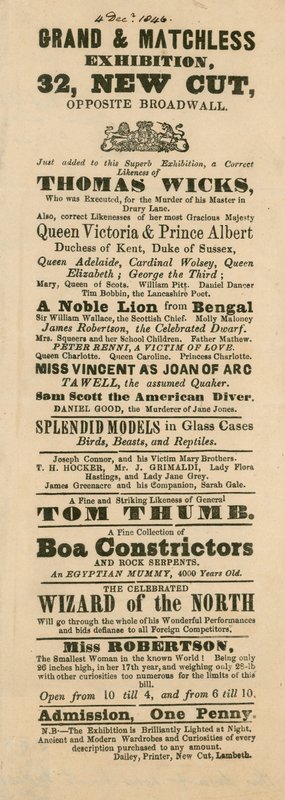 Annonce for Fergusons Grand and Oriental Promenade and Exhibition, 32 New Cut, Lambeth, London af English School