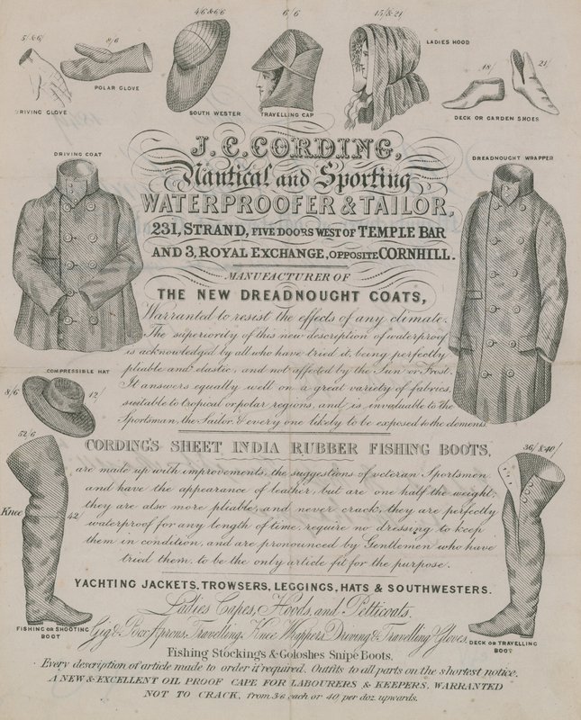 Annonce for J C Cording, Waterproofer og Tailor af English School