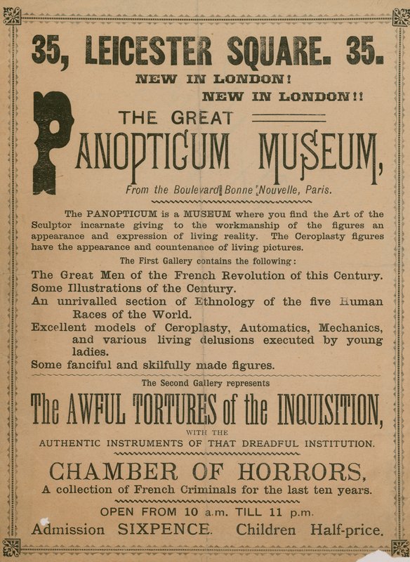Annonce for The Great Panopticum Museum, 35 Leicester Square, London, 1854 af English School