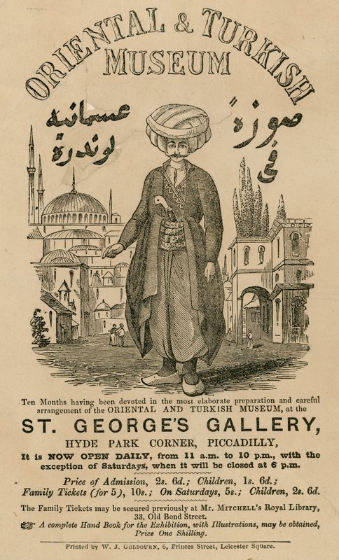 Annonce for The Oriental and Turkish Museum i St Georges Gallery, Hyde Park Corner, Piccadilly, London af English School