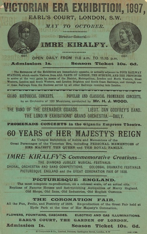 Annonce for Victorian Era Exhibition, 1897, ved Earls Court af English School