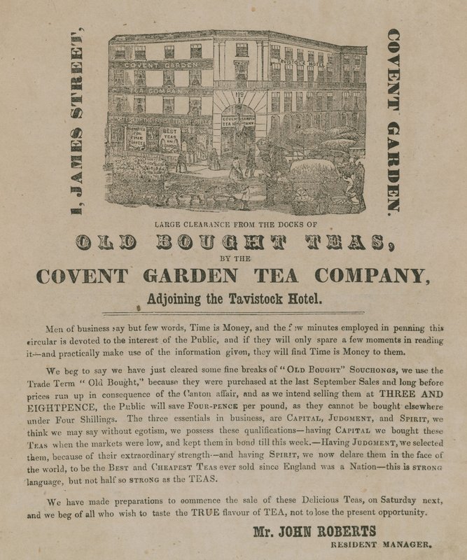 Annonce for gammel købt te fra Covent Garden Tea Company af English School