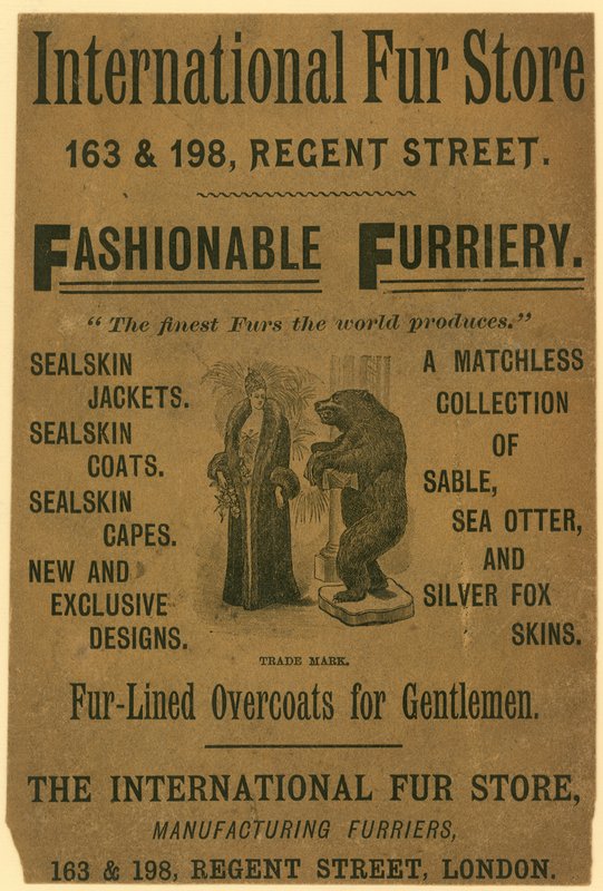 Annonce for International Fur Store, 163 & 198 Regent Street, London af English School