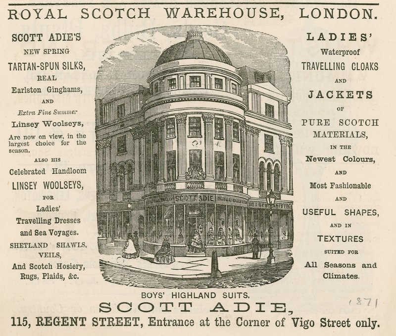 Annonce for Royal Scotch Warehouse, 115 Regent Street, London af English School
