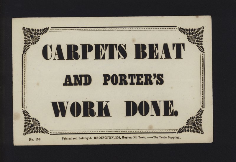Annonce: Tæpper beat og porters arbejde udført (type) af English School