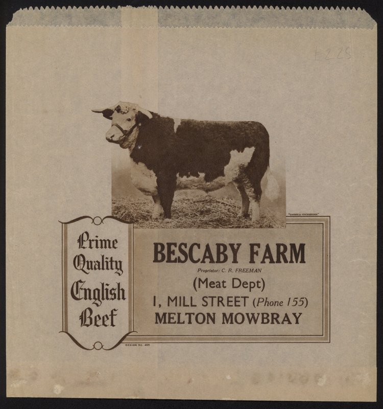 Annonce for Bescaby Farm oksekød af English School