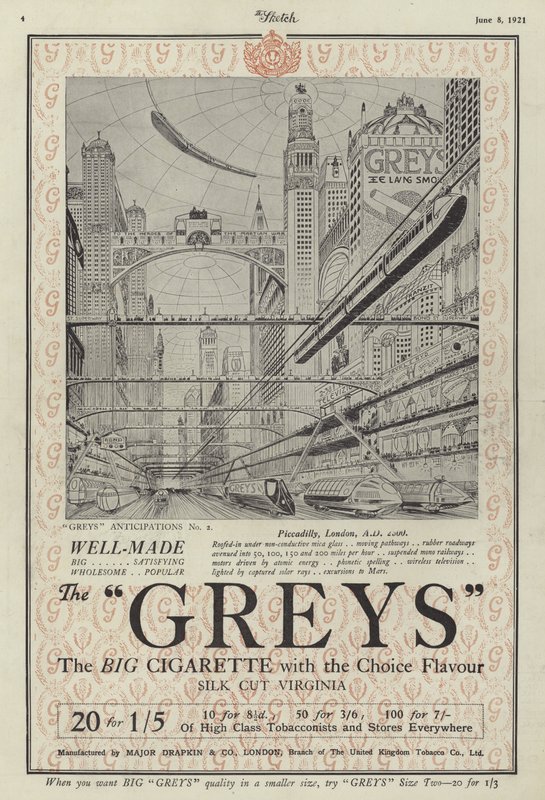 Annonce for Greys cigaretter af English School