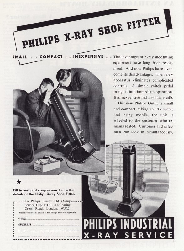 Annonce for Philips X-Ray Shoe Fitter, 1930