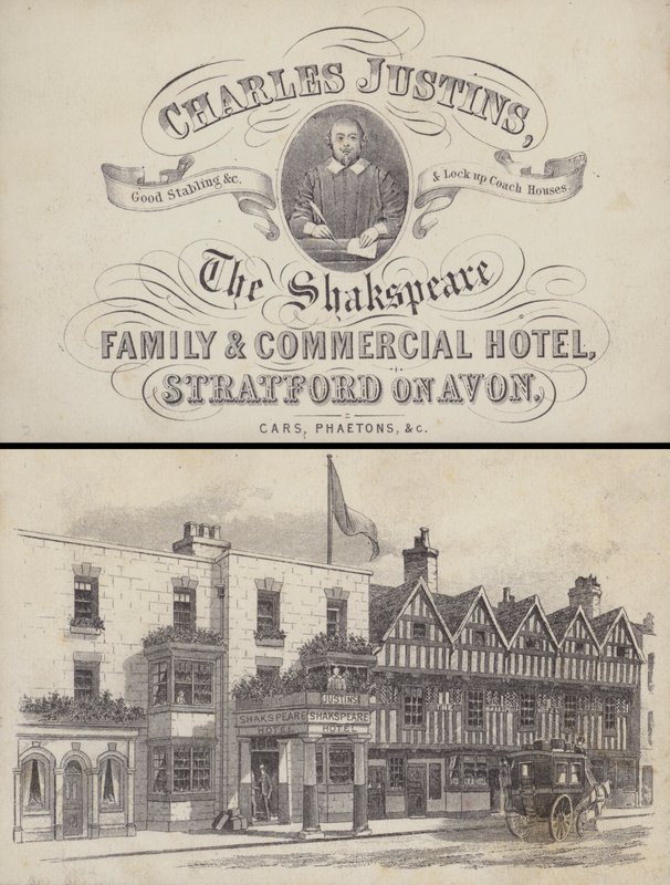 Annonce for The Shakespeare Hotel, Stratford on Avon, Warwickshire (gravering) af English School