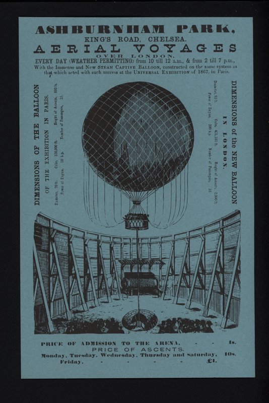 Annonce for tøjrede ballonstigninger fra Ashburnham Park, King