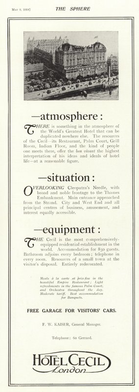 Annonce for Hotel Cecil, London af English School