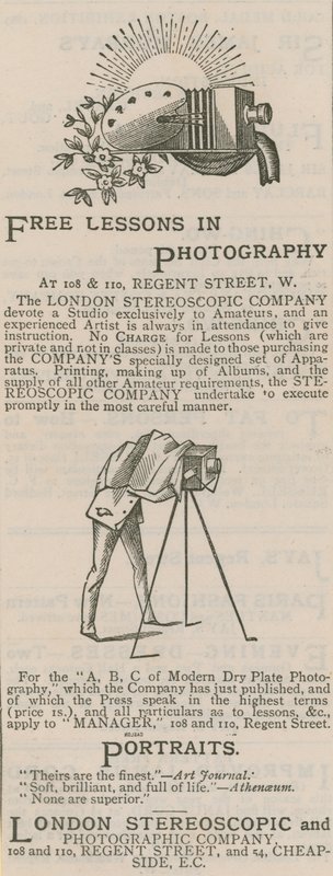 Annonce for London Stereoscopic and Photographic Company af English School