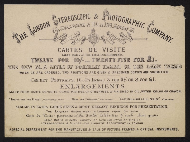 Annonce for London Stereoscopic and Photographic Company af English School