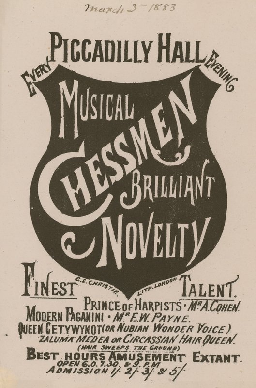 Annonce for Musical Chessmen Brilliant Novelty af English School