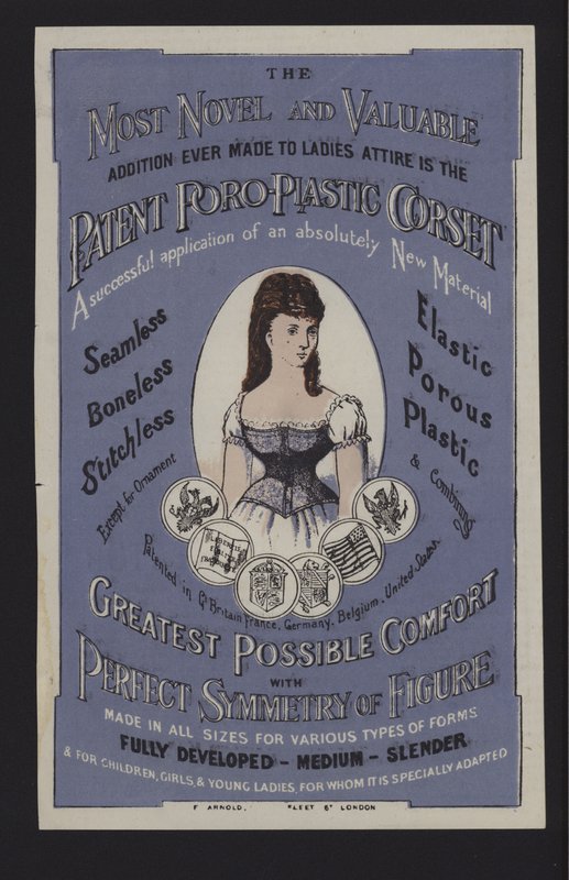 Annonce for patentet Poro-Plastic korset (farve litho) af English School