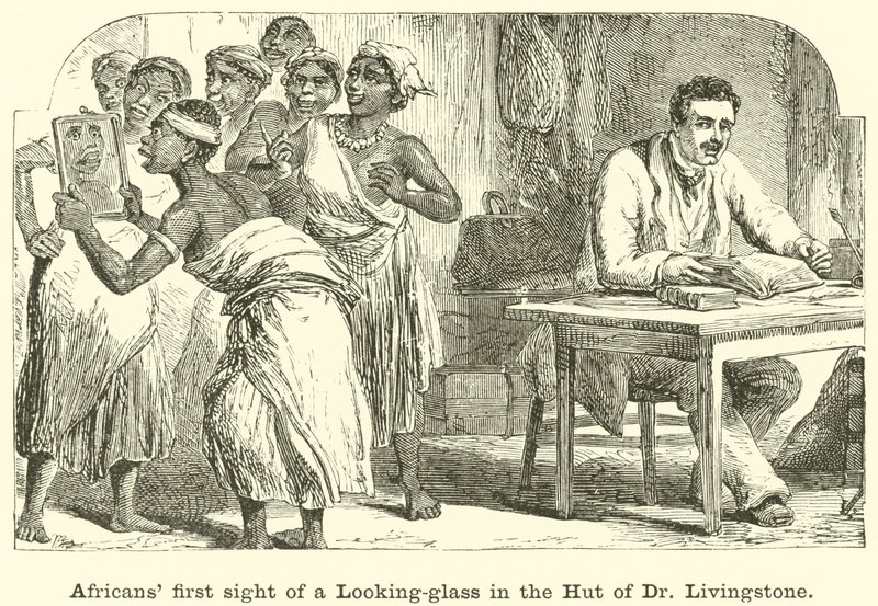 Afrikanernes første syn af et blikglas i Dr. Livingstones hytte af English School