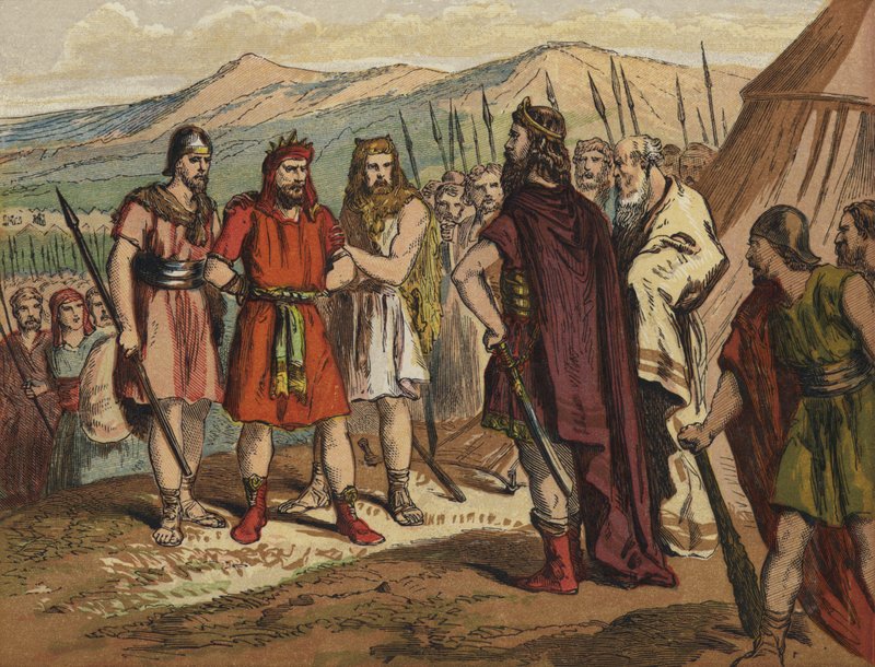Agag føres frem for Samuel (farvelitografi) af English School
