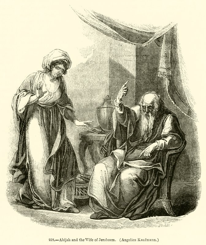 Ahijah og Jeroboams hustru, Angelica Kaufmann (gravering) af English School