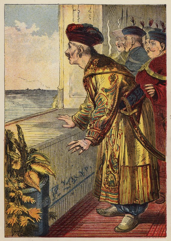 Aladdin og den vidunderlige lampe (farve litho) af English School