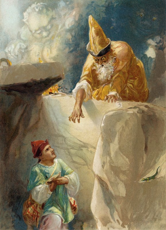 Aladdin og tryllekunstneren af English School