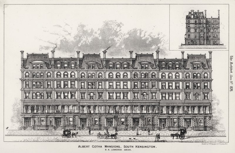 Albert Gotha Mansions, South Kensington (gravering) af English School