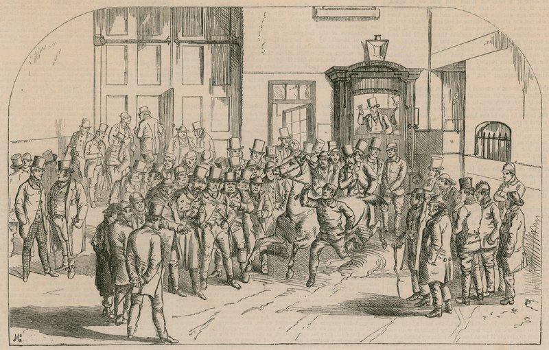 Aldridges Horse Repository, vestsiden af St Martins Lane, nær Long Acre af English School