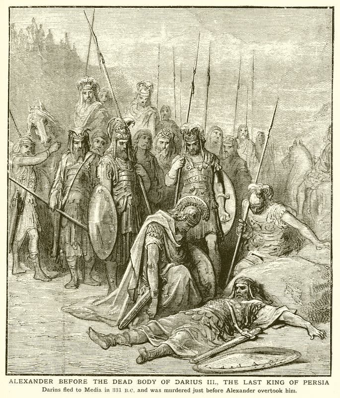 Alexander før det døde legeme af Darius III, den sidste konge af Persien af English School