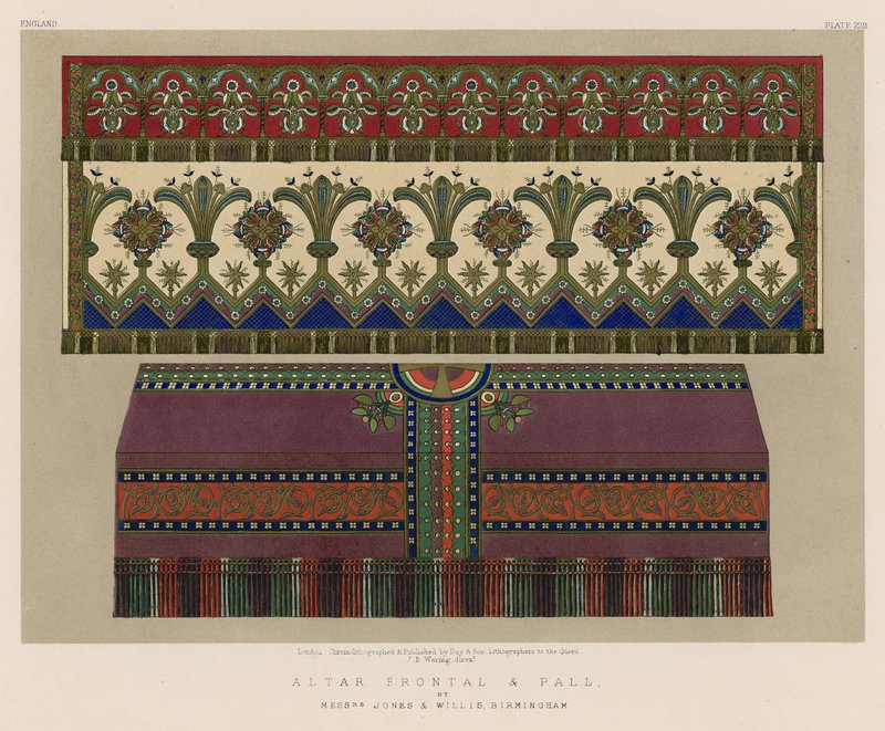 Altar Frontal og Pall af Mrs Jones og Willis, Birmingham af English School